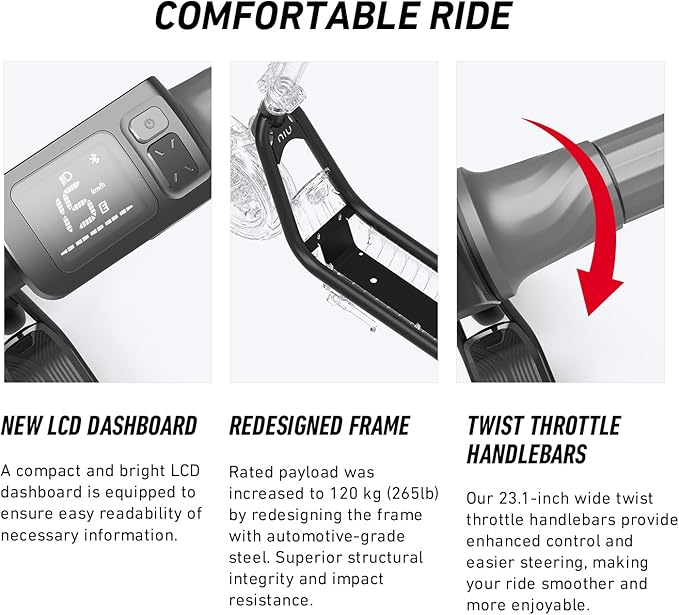 NIU Electric Scooter for Adult - KQi 100 200 Series E Scooter w/Suspension, 600-700W Peak Power, 18-33 Max Miles, Top 17.4-20 MPH, Portable Commuting Escooter, Folding Handlebars(Only K100F & K200F)