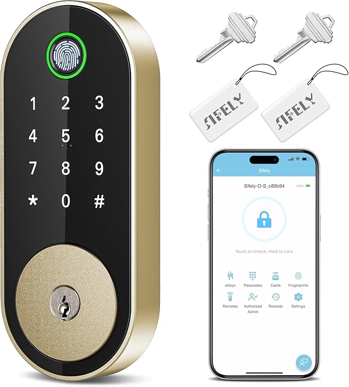 Fingerprint Smart Deadbolt with Keypad – Keyless Entry Lock for Home, Apartment, Office, Airbnb, Rental, Kids & Seniors, App & Code Access, Auto-Lock, Easy DIY Install, Compatible with Alexa & Google