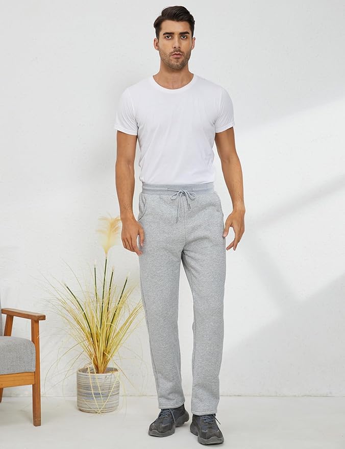 Gihuo Men's Winter Fleece Pants Sherpa Lined Sweatpants Active Running Jogger Pants