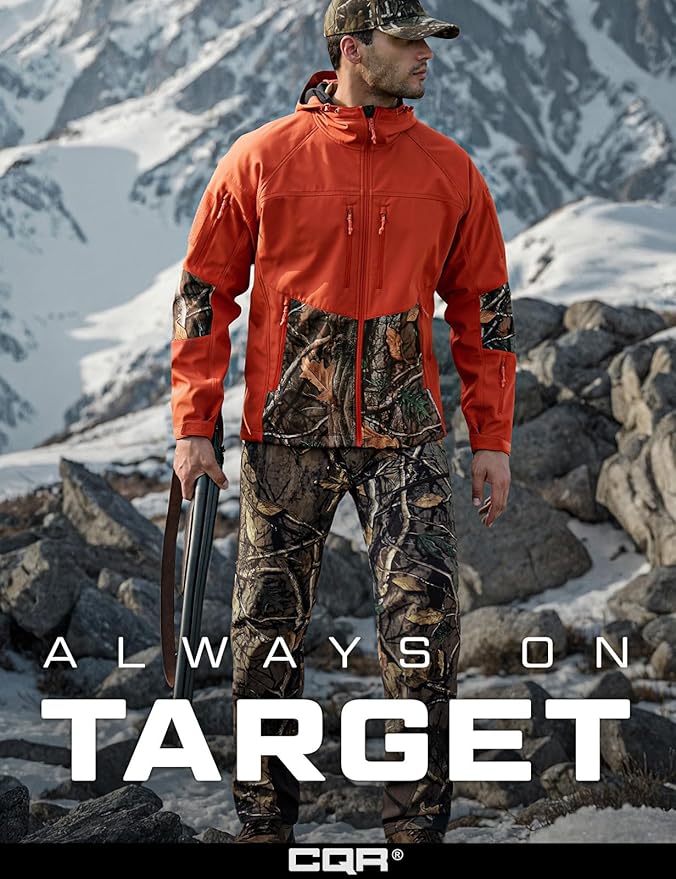 CQR Men's Tactical Softshell Jacket, Winter Warm Fleece Lined Coat, Water Resistant Outdoor Hunting Hiking Rain Windbreaker