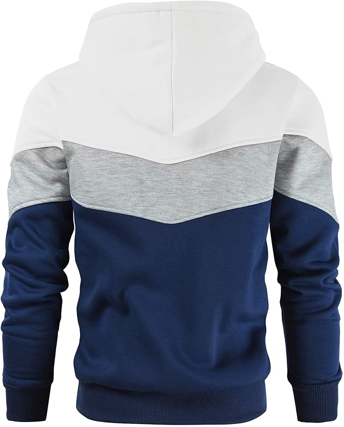 Gesean Men's Novelty Color Block Pullover Fleece Hoodie Long Sleeve Casual Sweatshirt with Pocket