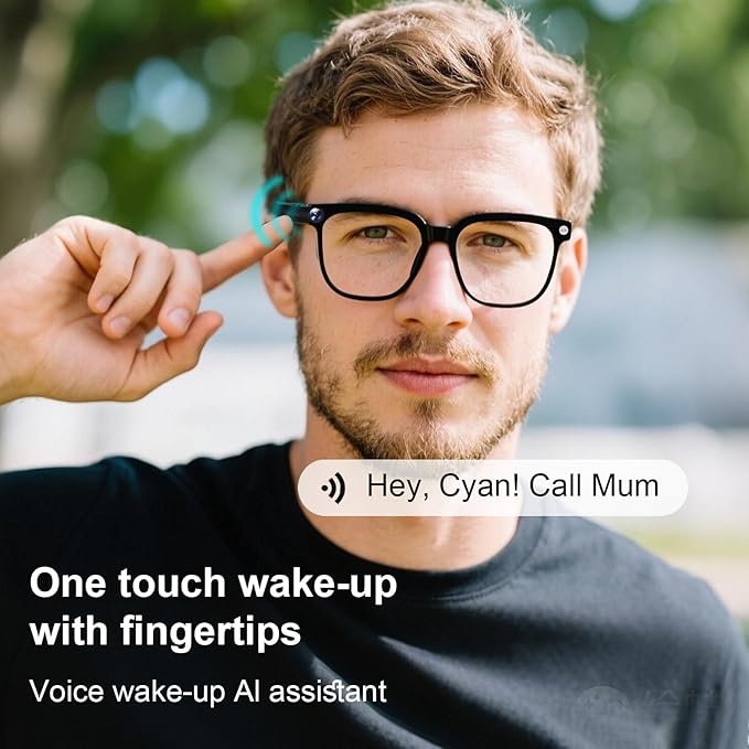 AI Smart Glasses with Camera, 8MP HD Camera Glasses for Men Women, 1080P Video Recording Sunglasses, Real Time Translation, Voice Assistant, AI Photo Recognition,Bluetooth Glasses for Travel/Meet/Vlog
