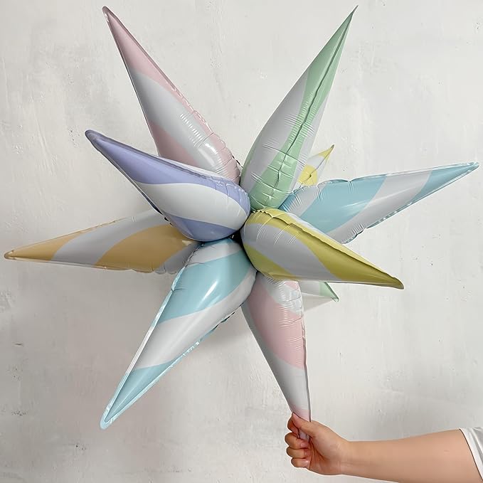 32 Inch Macaron Candy Star Balloons-6 Pastel Colors Swirl Foil Balloons for candyland Birthday, Baby Shower. Summer Party, Christmas, Sweet Rainbow Party Decorations (Macaron 3 Pcs)