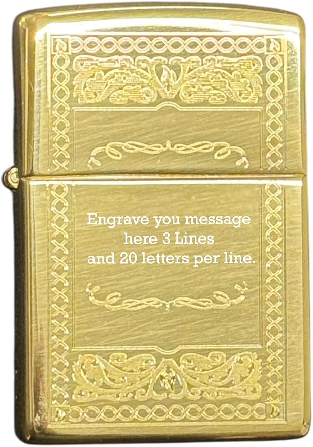 Personalized American Classic Elegant Design Lighter Zippo - Free Engraving - Christmas, Halloween & Valentines Day Gift (Gold FM)
