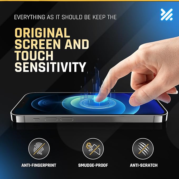 2 Pack iPhone 12 Pro Max Screen Protector 9H Military Grade Scratch Fingerprint Resistance Anti-Glare Shatterproof Tempered Glass - Easy Installation Bubble Free