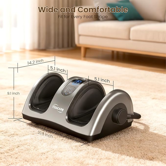 TISSCARE Shiatsu Foot Massager with Heat: FSA Eligible HSA Foot Massager for Neuropathy, Plantar Fasciitis and Pain Relief-Massage Feet/Leg/Calf/Ankle at Home/Office, Gifts for Women and Men(Gray)