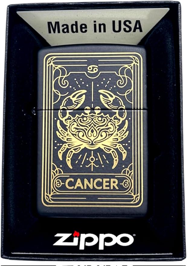Zippo Lighter - Personalized Custom Message Engraved on Backside Zodiac, Horoscope Signs (Cancer)