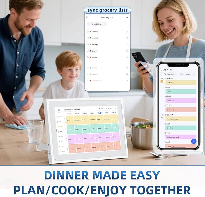 Calendar Digital 10.1 Inch, Digital Frame Combined Smart Touch Screen Electronic Wall Planner Family Organizer Chore for Family Schedules Gift for Mother Mom Women Grandpa