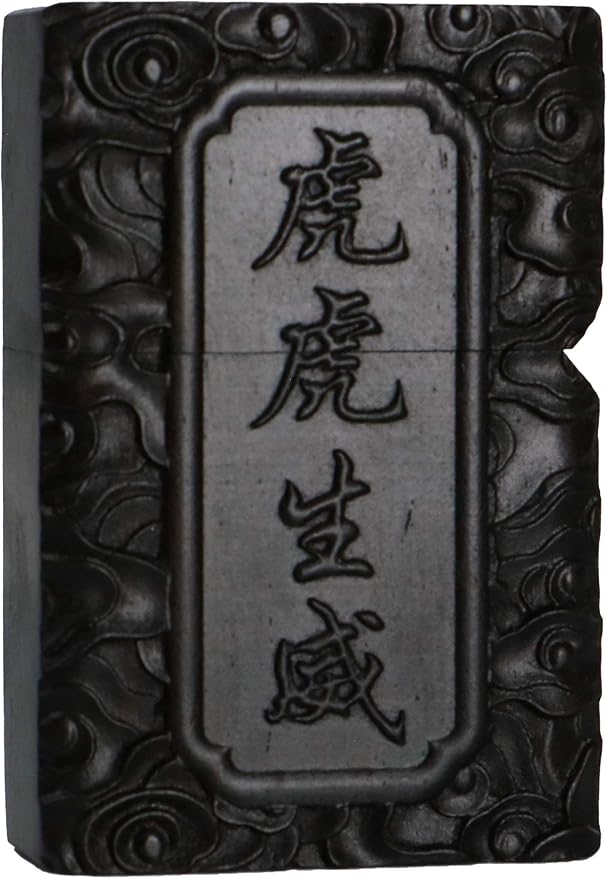 Natural Ebony Black Wood Carved Lighter Shell Box For Zippo Module (Hilltop Tiger)