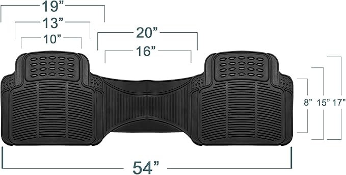 FH Group Car Floor Mats - Heavy-Duty Rubber Floor Mats for Cars, Universal Fit Rear Set, Trimmable Automotive Floor Mats, ClimaProof Floor Mats For Most Sedan, SUV, Truck Floor Mats Black
