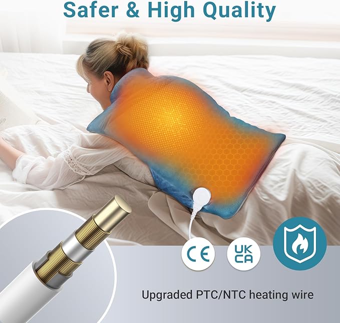 Comfytemp Weighted Heating Pad for Neck Shoulder Back Warmth, Birthday Christmas Gifts for Women Men Mom Dad, FSA Eligible Items Only List, Electric Large Heated Wrap for Elderly, 22"x33", Blue