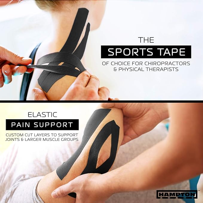 Hampton Adams | As Seen on Shark Tank | Elastic Kinesiology Tape (Bulk Roll) | 135ft Uncut | Supports & Protects Muscle Wrist Knee Shoulder Back Plantar Fasciitis | Waterproof Hypoallergenic
