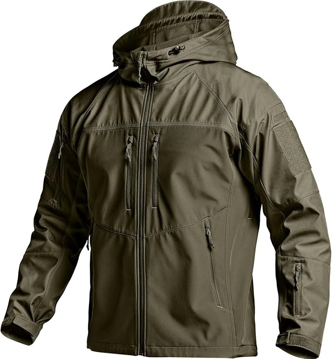 CQR Men's Tactical Softshell Jacket, Winter Warm Fleece Lined Coat, Water Resistant Outdoor Hunting Hiking Rain Windbreaker