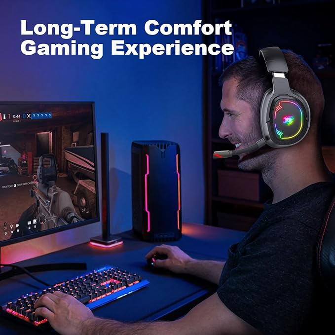 W82 2.4Ghz Wireless Gaming Headset for Nintendo Switch丨OLED丨Lite, Bluetooth 5.4 Gaming Headphones with Noise Cancelling Microphone, 40Hr Battery, USB & Type-C Connector for PS5, PS4, PC, Laptop
