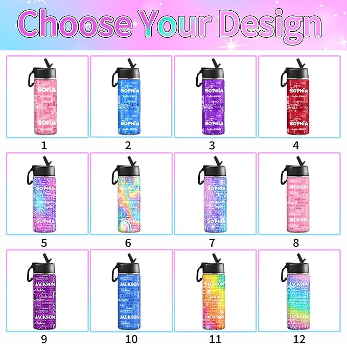 Customized Water Bottle For Kids Personalized Water Bottles,Insulated Cup Gifts For Girls Boys Kids Bottle