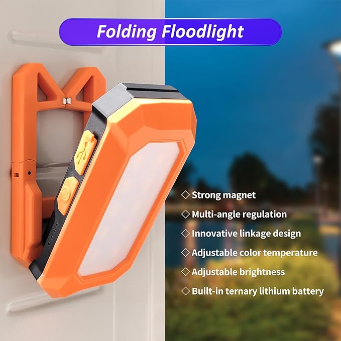 Magnetic Work Light, 650 Lumens LED Rechargeable Work Cyclopia Light,Swivel 180° Adjustable Magnetic Base and Hanging Hook, 50 Hours Lasting Power, Suit Job Site Lighting for Mechanics Camping