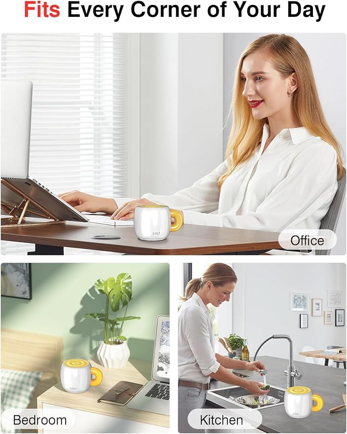 EWA Bluetooth Speaker, Mini Portable Bluetooth Speaker with Creative Cup-Shaped Design, IP67 Waterproof, Loud & Clear Sound, Ideal Gift for Desk, Travel & Holidays, A163 (White)
