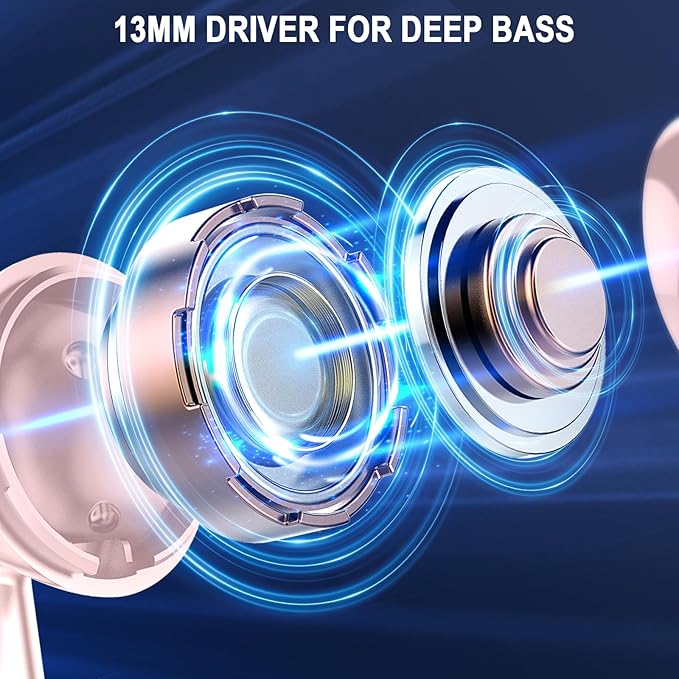 Jxrev Wireless Earbuds, Bluetooth 5.4 Earbuds Stereo Bass, Bluetooth Headphones in Ear Noise Cancelling Mic, USB C Sports Earphones IP7 Waterproof, 40H Playtime Mini Charging Red