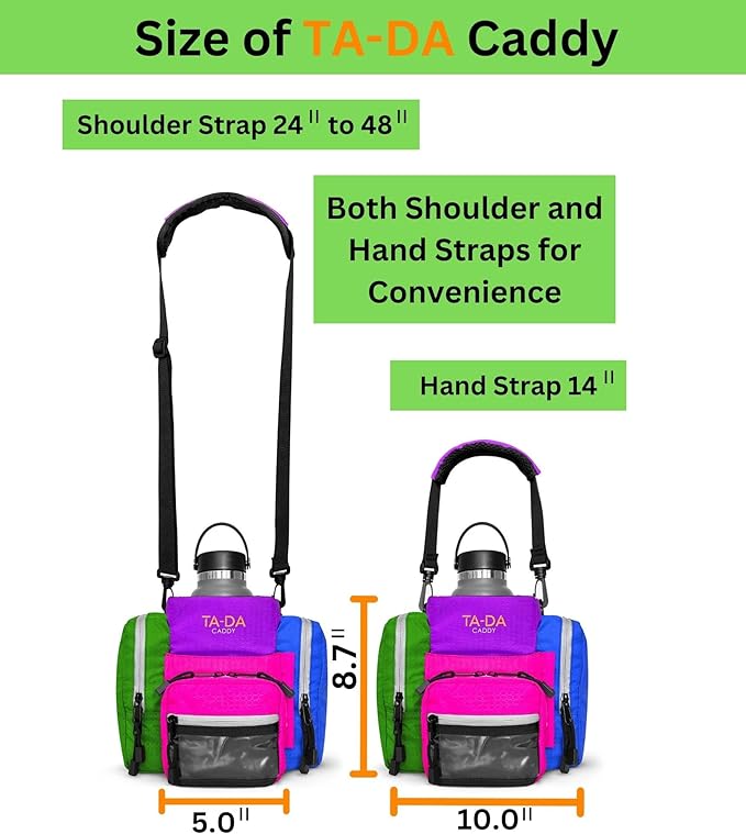 TA-DA Caddy Bag Everywhere you Go | Core Items are Bottle Phone Keys Wallets Etc., so Easy Access and more Convenient than Purse, Carrier, Crossbody, Messenger, Duffle, Fanny, Tote | W-7 H-10 L-10 |