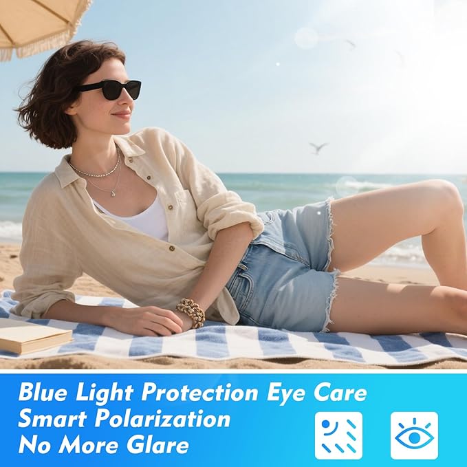 Al Smart Glasses with ChatGPT&800W Camera Video Recording,Sunglasses for Real-TimeTranslation, MusicControl, ElS Stabilization|WiFi/Bluetooth 5.3 Smart Eyewear for Travel, Meeting