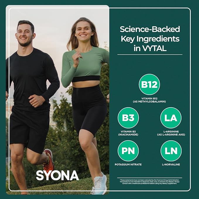 SYONA - VYTAL - Boosting Spray - Cardiovascular and Cognitive - Peppermint and Vanilla Flavor - B12, B3, L-Arginine - 14ml Pump Bottle