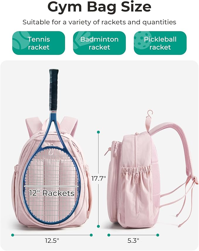 BAGSMART Tennis Gym Bag for Women, Tennis Bag Holds 2 Rackets with Shoe Compartment & Wet Pocket, Sports Duffle Bags fits up to 15.6" Laptop, Women Overnight Weekend Bag