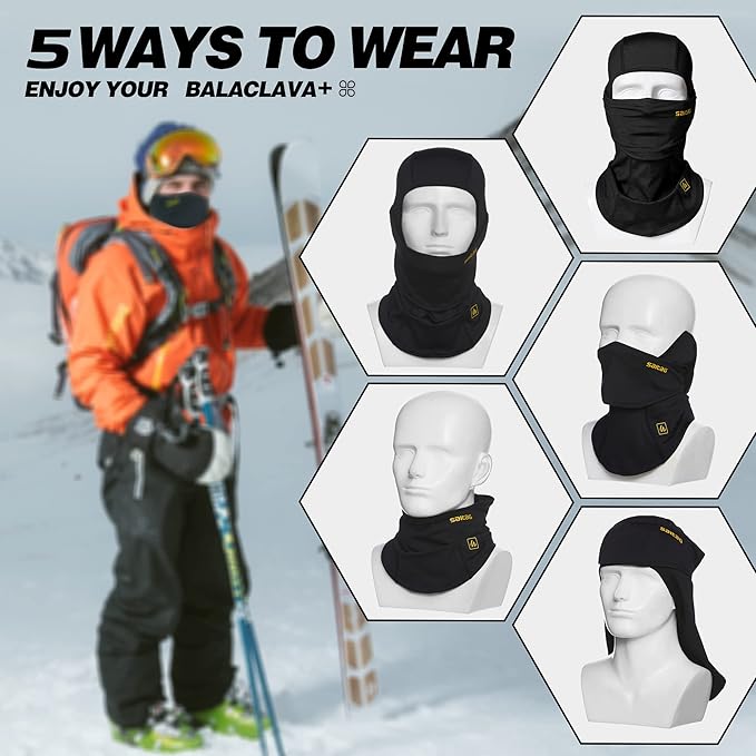 Balaclava Windproof Ski Mask Cold Weather Keep Warm Face Mask for Winter Motorcycling Ice Fishing Men