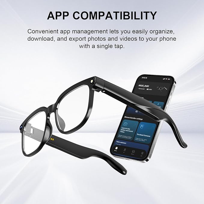 AI Smart Glasses with Camera, 8MP HD Camera Glasses for Men Women, 1080P Video Recording Sunglasses, Real Time Translation, Voice Assistant, AI Photo Recognition,Bluetooth Glasses for Travel/Meet/Vlog
