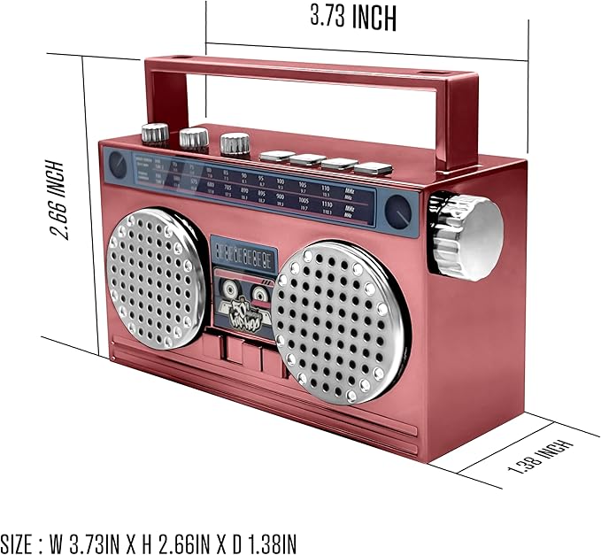 Portable Mini Bluetooth Wireless Speaker Retro Wearable Boombox, 27 Inch Necklace, FM Radio, On Board Buttons, Dual 6W Peek Power Micro Speakers, Long Lasting Battery