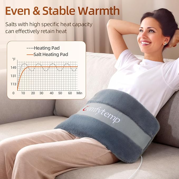 Comfytemp Himalayan Salt Weighted Heating Pad, Natural Moist Heating Pad for Back & Abdomen Comfort, Birthday Gifts for Women Men Mom Dad, 12"×24", FSA Eligible HSA，Electric Heat Warm with Auto-Off