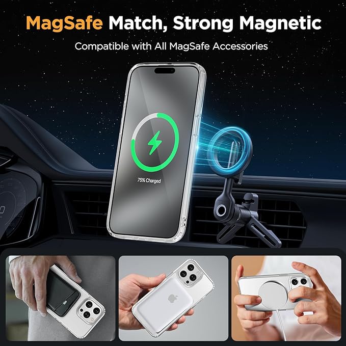 Miracase Magnetic for iPhone 15 Pro Max Case 6.7 inch (Compatible with MagSafe)（with 2X Screen Protectors） Military-Grade Protection, Anti-Fingerprint Translucent Matte Phone Cover, Clear