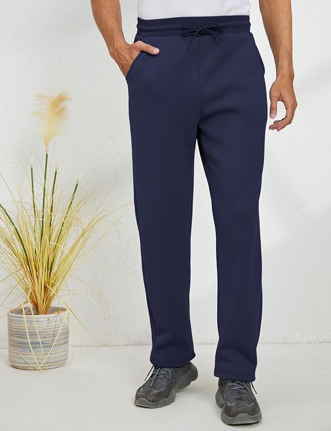 Gihuo Men's Winter Fleece Pants Sherpa Lined Sweatpants Active Running Jogger Pants