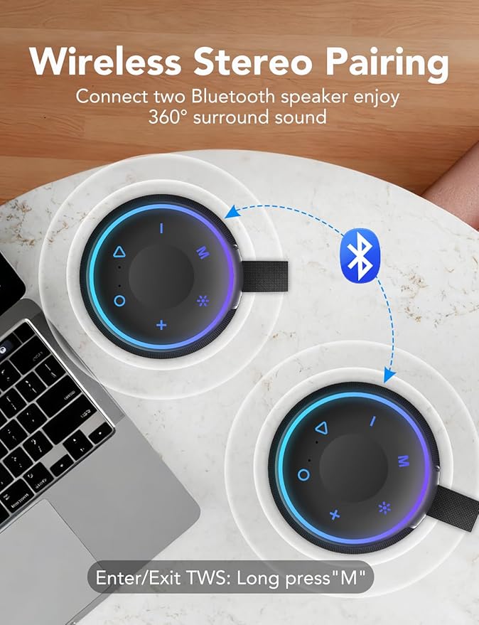 Portable Bluetooth Speaker, Bluetooth 5.4 Speaker, 30W Dual Speaker, 2.0 Channel, Deep Bass, 30H Playtime, Colorful RGB Lights, IPX7 Waterproof, TWS pairing for Outdoor/Home, Gift Ideas (army green)