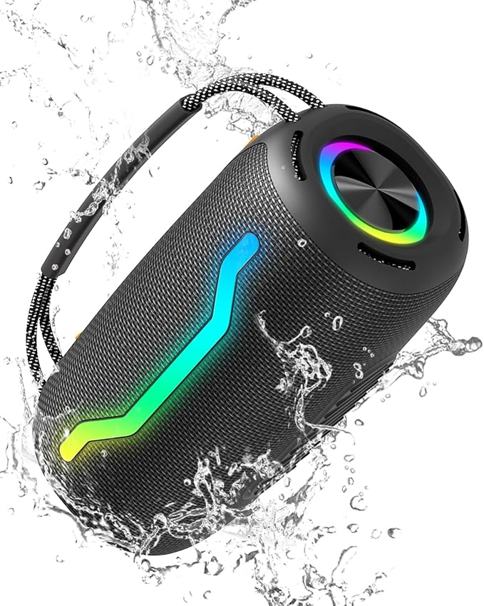 Portable Bluetooth Speaker with Light, Waterproof Karaoke Machine for Adults & Kids, Loud Sound and Deep Bass, Up to 8H Playtime, Support Bluetooth/AUX/USB for Home, Party, Outdoor and Travel