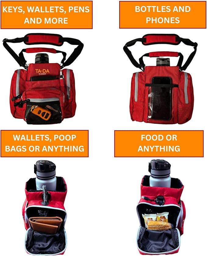 TA-DA Caddy Bag Everywhere you Go | Core Items are Bottle Phone Keys Wallets Etc, so Easy Access and more Convenient than Purse, Carrier, Crossbody, Messenger, Duffle, Fanny, Tote | W-7 H-10 L-10 |