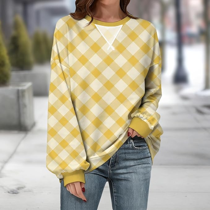Womens Sweatshirts Fahsion Floral Print Long Sleeve Comfy Fall Tops Oversized Casual Crewneck Pullover Shirts