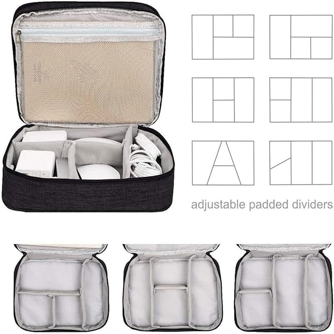 Multi Purpose Oxfords Fabric Storage Organiser Pouches for Technology Accessories Cosmetics Travel Essential Charger Cable or