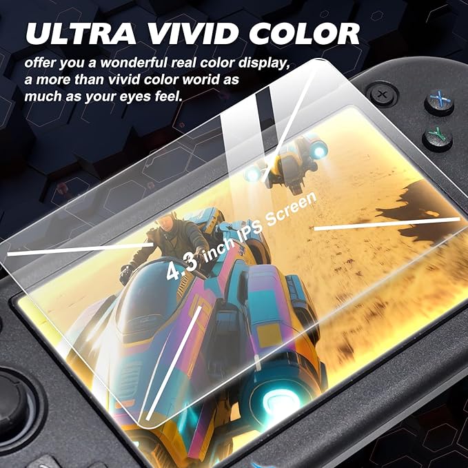 G28 Retro Handheld Game Console, 4.3" IPS Screen, 64GB Memory Card with 30000+ Games, 26 Emulators, 3500mAh Battery, OTG Support, 3D Joystick, Built-in Headphone Jack, Retro Gaming Console for Adults