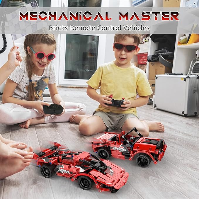 GMAOPHY STEM Building Toys for Kids Age 5 6 7 8 9 10 11 12 Years Old, 2 in 1 Remote Control Racer Car Engineering Kits, Early Learning Building Blocks, Christmas Birthday Gift for Boys Girls Age 8-12