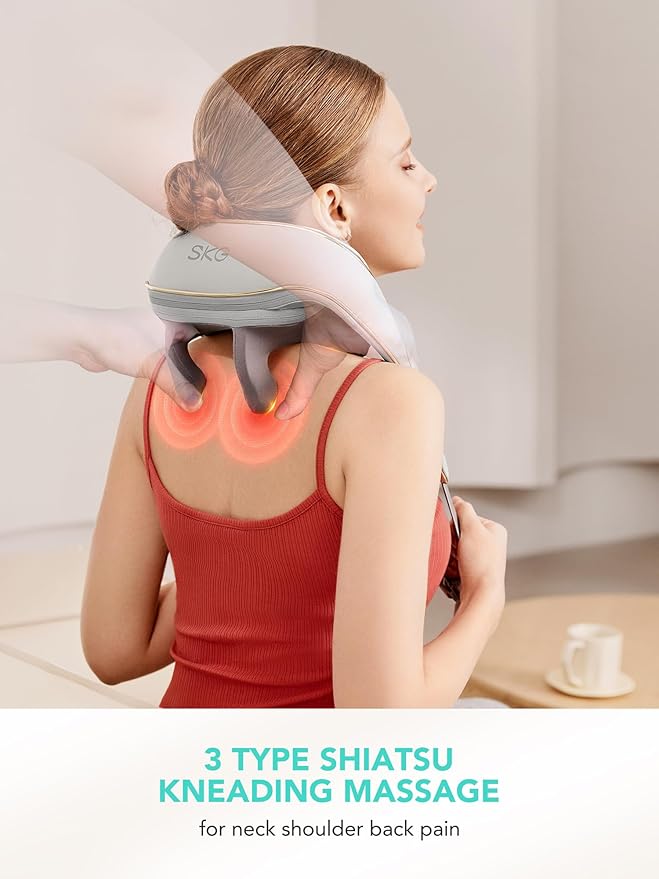 SKG Neck Massager with Heat for Pain Relief, Deep Tissue 6D Kneading, Cordless Neck and Shoulder Massager for Men and Women, Gift for Family and Friends