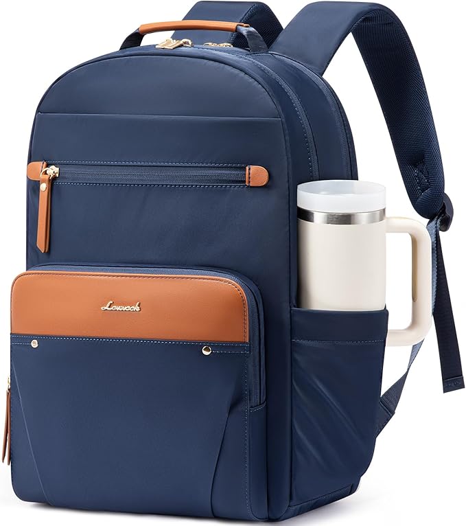 LOVEVOOK Laptop Backpack for Women with 2X Extra-Large Tumbler Pockets, 15.6" Work Backpack Purse, Travel Personal Item Bag, Carry On Business Computer Bag for Office, School, or Gift, Lustrous Indigo