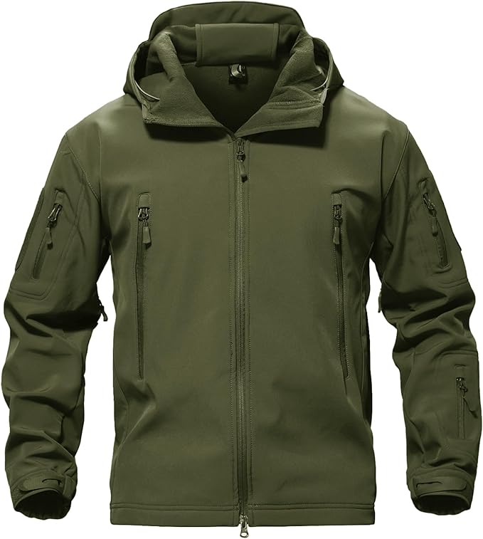 TACVASEN Men's Special Ops Military Tactical Soft Shell Winter Warm Fleece Lined Jacket Rain Hood Coat Hiking Snowboard