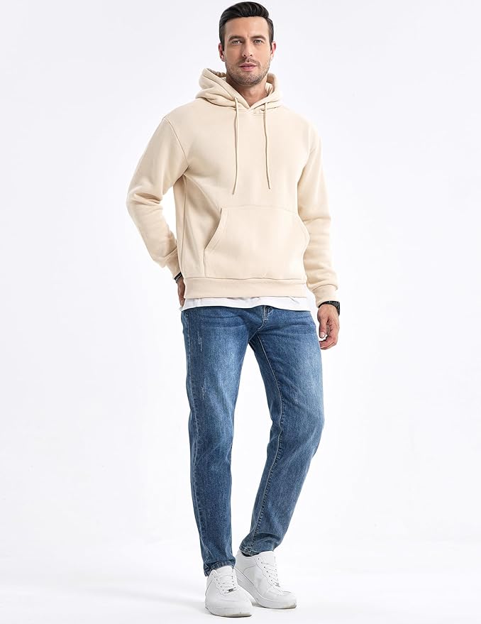 JMIERR Mens Casual Cotton Hooded Collar Drawstring Hoodies Pullover Sweatshirts Casual Long Sleeve Shirts