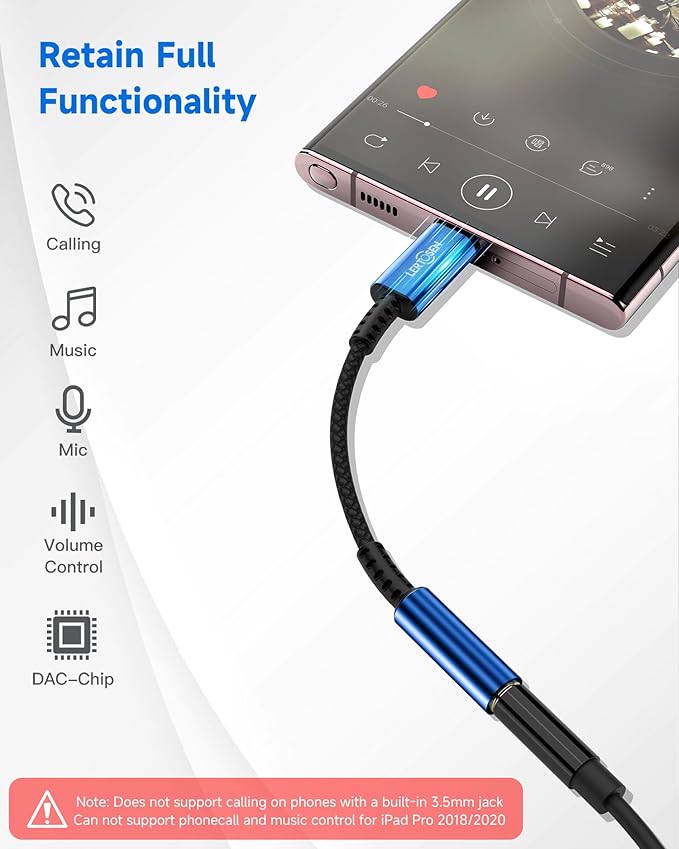 2 Pack USB C to 3.5mm Headphone Jack Adapter – HiFi Audio Dongle, Type C to Aux Female Cable Cord Compatible with iPhone 16/15 Pro Max, Samsung S25/S24/S23, iPad Pro, Pixel, MacBook
