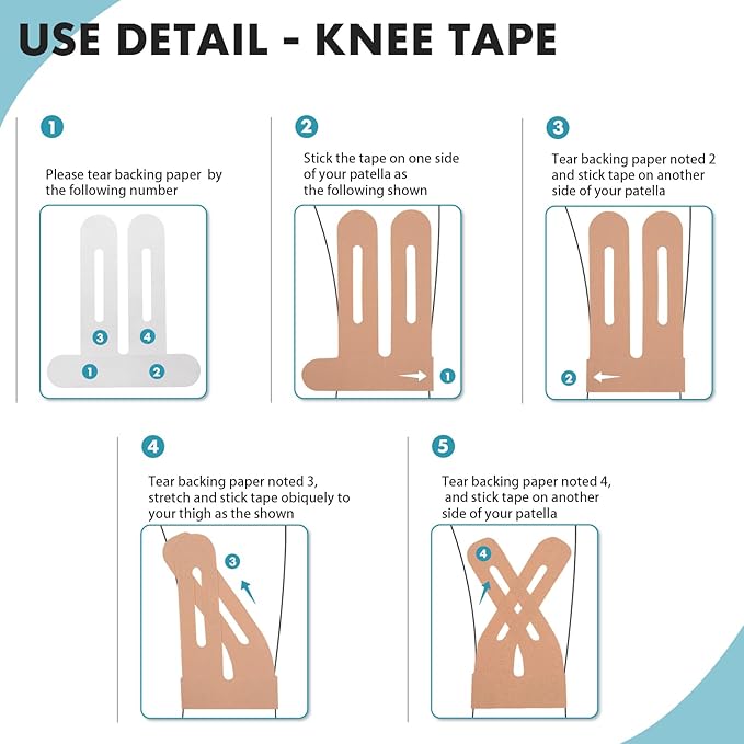 Kinesiology Tape for Knee 12 Pack, Precut Knee Tape for Muscle & Joints, Sports Tape for Knee Support, Latex Free and Water Resistant, 4 Mix Colors