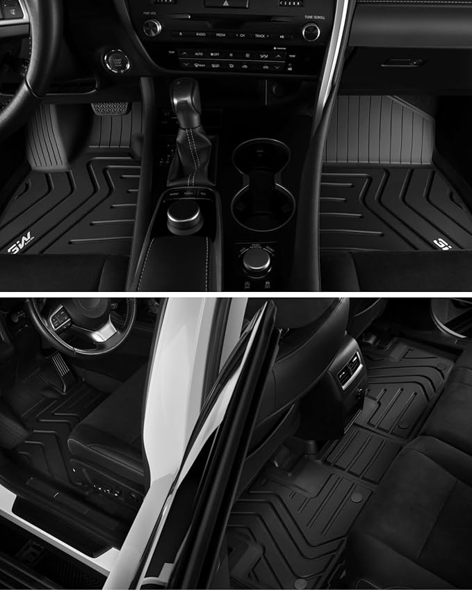 3W Floor Mats Compatible for 2016-2022 Lexus RX (RX350/RX450h) / 2018-2022 RXL (RX350L/450hL) TPE All Weather Custom Fit Floor Liner, 1st & 2nd Row Full Set Car Mats, Black