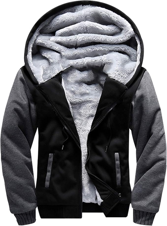 MACHLAB Men's Pullover Winter Workout Fleece Hoodie Jackets Full Zip Wool Warm Thick Coats