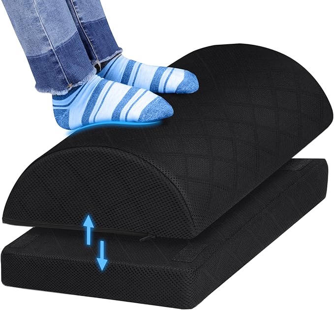 Foot Rest,Desk & Gaming Accessories,Foot Rest for Under Desk at Work,Comfortable Footrest with 2 Adjustable Heights & Removable Cover, Office Desk Accessories（Black-20 in）