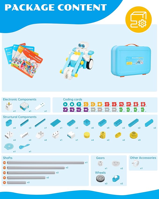 WhalesBot B3 Pro 24-in-1 Coding Robot Kit STEM Toy for Kids 4+, Advanced Smart Pen & Cards Programming, Educational Toy, Block Building Set with Controller&Motor&Sensors for Kids 4-6, 5-7