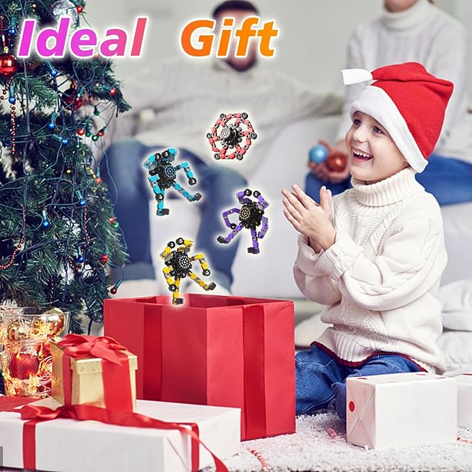 Transformable Fidget Spinners Toys 4 Pcs for Kids and Adults Stress Relief Sensory Toys for Boys and Girls Age 8-13 Fingertip Gyros Valentines Day Gifts Men Easter Stocking Stuffers for Teens